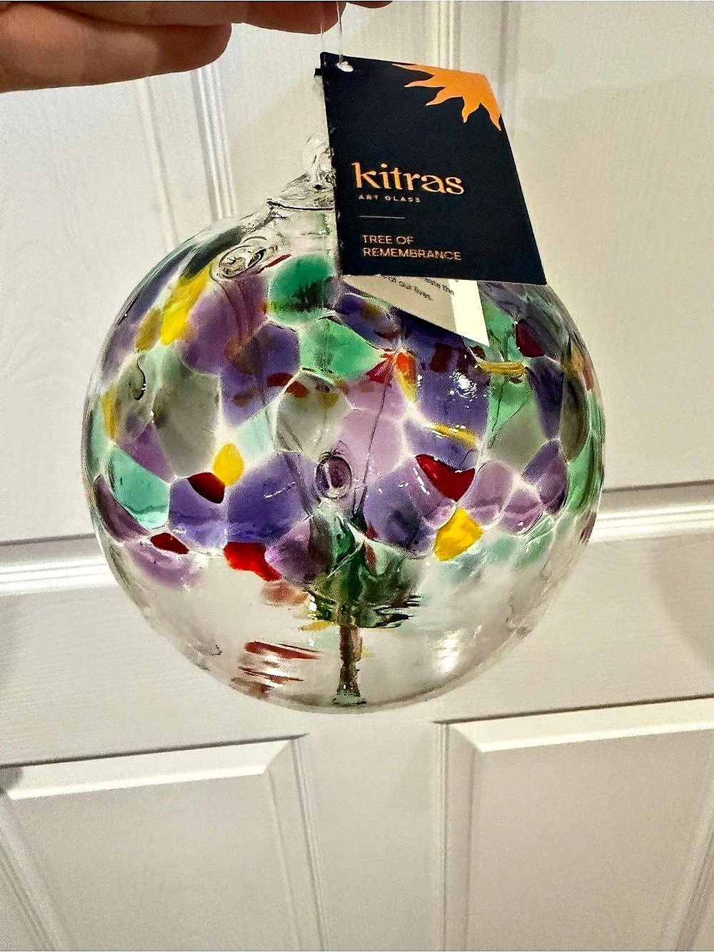 Kitras Tree of Remembrance Glass Tree Ornament in Clear & Purple NWT